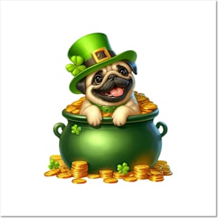 St Patricks Day Pug Dog Posters and Art